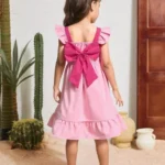 littlejoye Girls Above Knee Festive/Wedding Dress (Pink, Sleeveless) - Image 3
