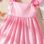 littlejoye Girls Above Knee Festive/Wedding Dress (Pink, Sleeveless) - Image 4