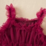 styleart Baby Girls Mini/Short Festive/Wedding Dress (Maroon, Sleeveless) - Image 3