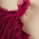 styleart Baby Girls Mini/Short Festive/Wedding Dress (Maroon, Sleeveless) - Image 4